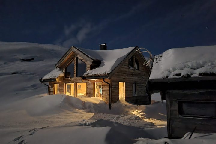 a building covered in snow