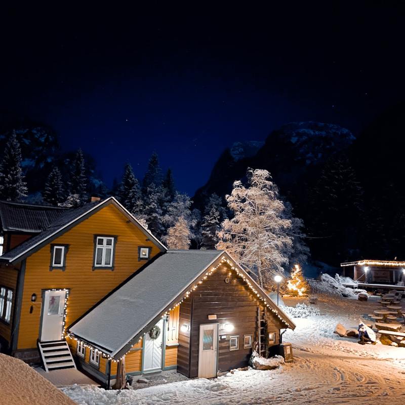 a house covered in snow