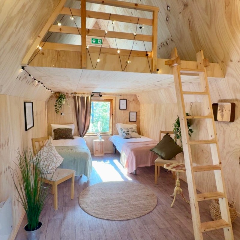 a wooden chair in a room